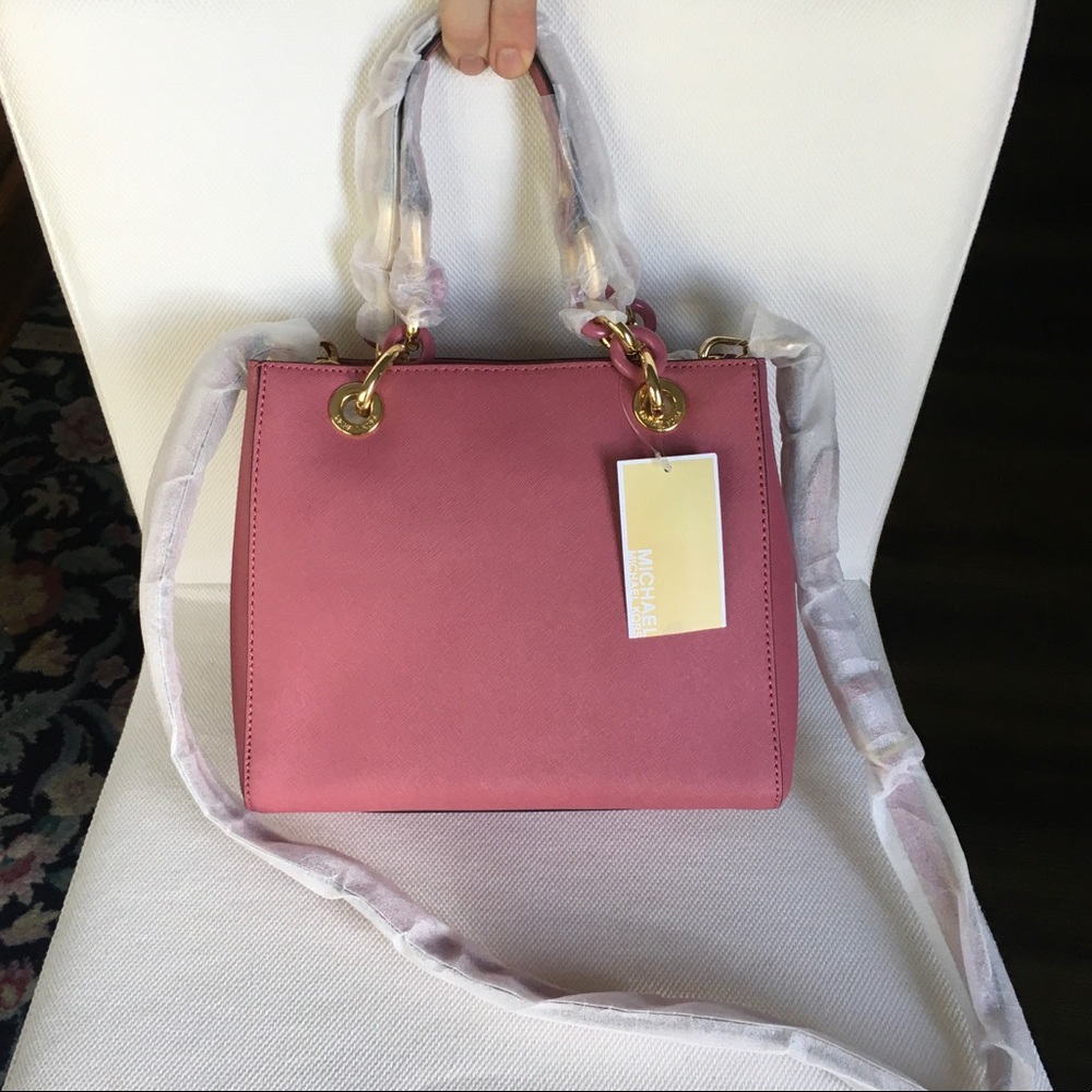 NWT Michael Kors Small Cynthia Satchel Tulip - Picture 2 of 15